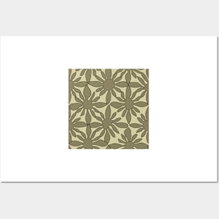 Matisse Flower Cutout Pattern - Earthy Green Posters and Art